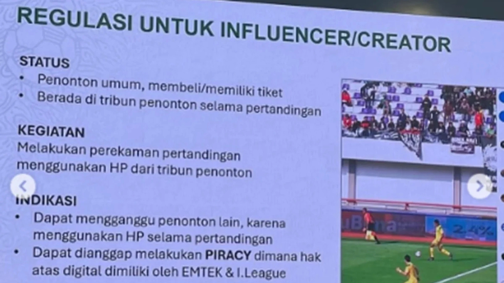 Peraturan Baru Liga Indonesia, Rekam Pertandingan Pakai Handphone Kini Dilarang