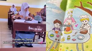Senja, Siswi yang Setiap Tugasnya Selalu Estetik Sesuai Namanya