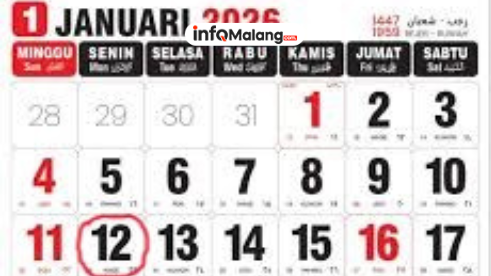 Update! Kalender Jawa 12 Januari 2026: Intip Keberuntungan Senin Wage, Neptu, dan Pasaran