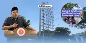 Baliho Terlepas di Suhat Timpa Seorang Perempuan