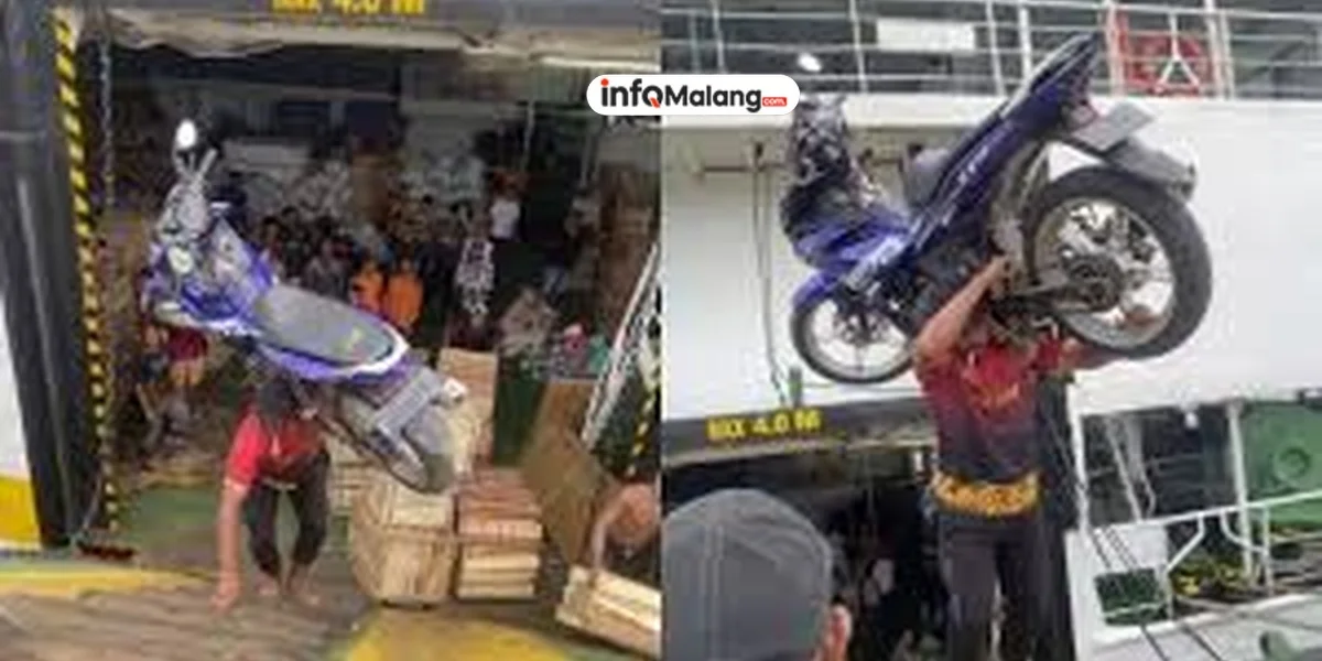 Bapak ini Angkat Sepeda Motor MX King Seberat 120 Kg dari Perahu, Bikin Netizen Terkesima