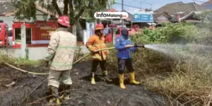 Damkar Kota Malang Berhasil Padamkan Kebakaran Lahan di Blimbing