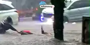 Hujan Lebat Picu Banjir di Kota Malang, Ratusan Rumah Terendam
