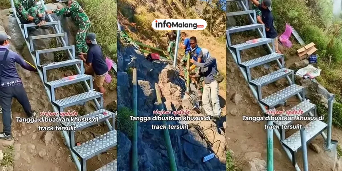 Jalur Pendakian Rinjani Dipasangi Tangga Khusus di Jalur yang Sulit