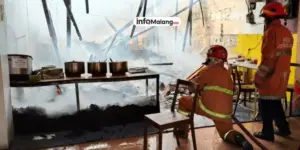 Kebakaran di Jalan Cengger Ayam Kota Malang, Tempat Kos dan Dua Warung Ludes Terbakar