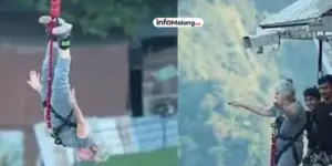 Keren! Nenek 83 Tahun Asal Inggris Lakukan Bungee Jumping di India