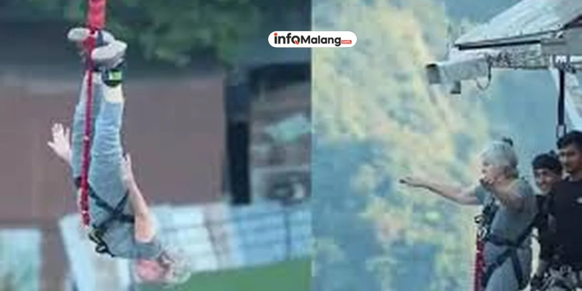Keren! Nenek 83 Tahun Asal Inggris Lakukan Bungee Jumping di India