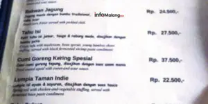 Menu Taman Indie Resto Malang, Pilihan Hidangan dan Harga Terjangkau