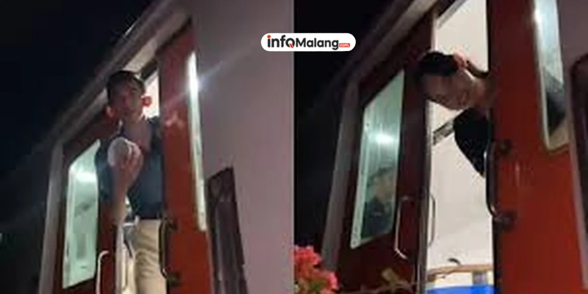 Momen Langka, Pria Ini Jajan Ketika Kereta Api Tak Sengaja Berhenti Dekat Rumah