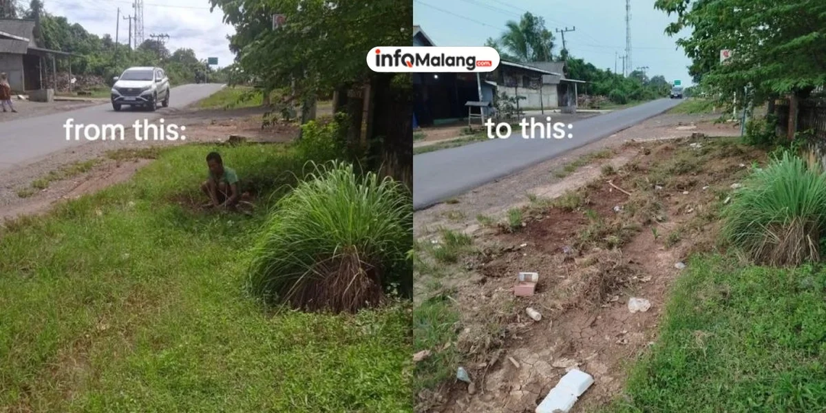 Momen ODGJ 4 Hari Depan Rumah Netizen Ini, Nyabutin Rumput Sampai Bersih