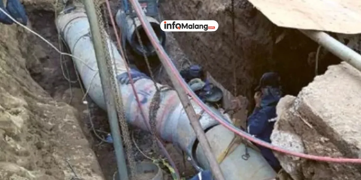PDAM Kota Malang Lanjutkan Pemasangan Pipa Transmisi Di Tumpang