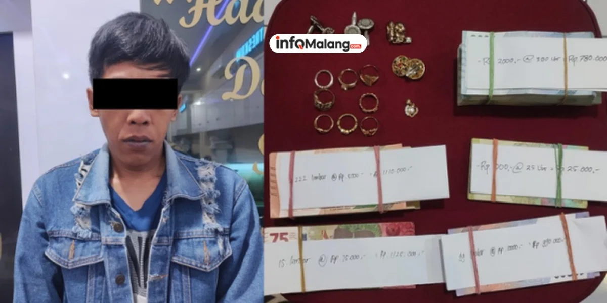 Pelaku Pencurian Rumah Kosong di Malang Ditangkap, Uang Tunai dan Perhiasan Emas Diamankan