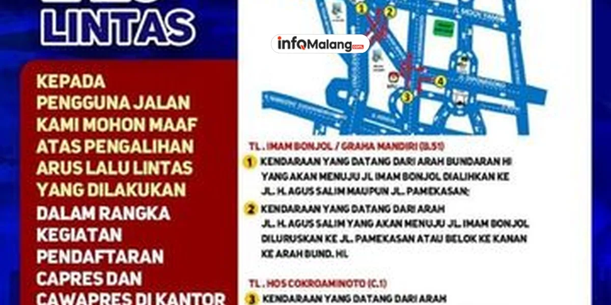 Pengalihan Jalan di Jl. Veteran Malang Saat Upacara HUT ke-80 RI
