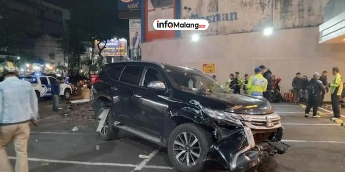 Pengemudi Ngantuk, Mitsubishi Pajero Tabrak 4 Motor di Kota Malang, 4 Orang Luka-luka