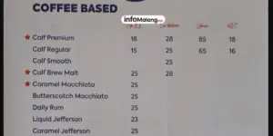 Pilihan Menu dan Harga di Calf Coffee & Milkbar di Malang