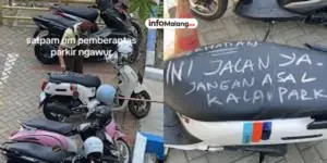 Satpam UM Tulis Pesan di Jok Sepeda Motor Mahasiswa yang Parkir Sembarangan