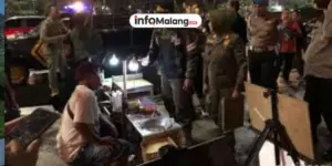 Satpol PP Kota Malang Lakukan Penertiban PKL yang Menutup Trotoar di Jl. Agus Salim Kota Malang