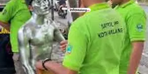 Satpol PP Kota Malang Tindaklanjuti Aduan Masyarakat Adanya Pengemis Manusia Silver