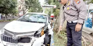 Tabrak Pohon di Tepi Jalan, Sopir Calya Sempat Tinggalkan Mobil