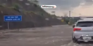 Tol Pandaan-Malang Tergenang Banjir, Lalu Lintas Mengular Hingga 4 KM