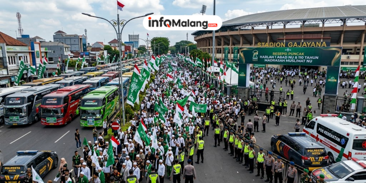 Pengamanan Ketat Polisi di Sekitar Stadion Gajayana Jelang Harlah 100 Tahun NU di Malang