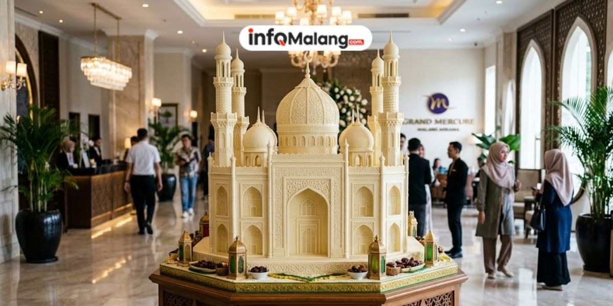 Miniatur Masjid dari 100 Kg Cokelat Putih Jadi Daya Tarik Unik Ramadan di Malang