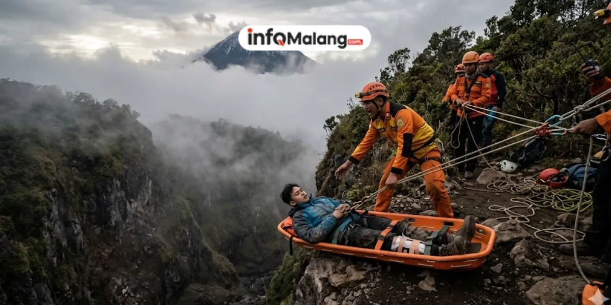 Pendaki Ilegal Semeru Jatuh ke Jurang 300 Meter usai Nekat Tembus Jalur yang Ditutup