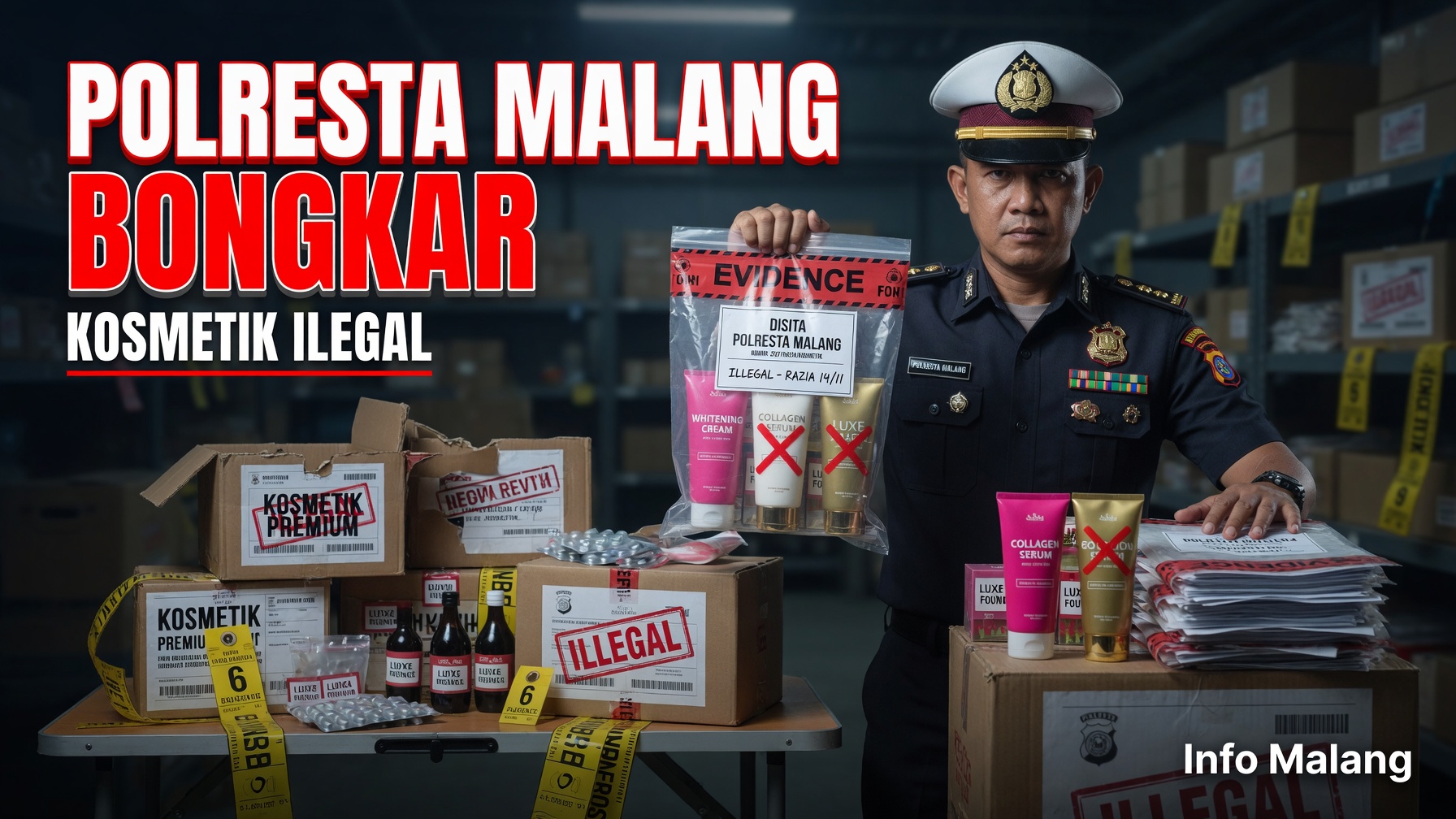 Polresta Malang Bongkar Sindikat Kosmetik Ilegal