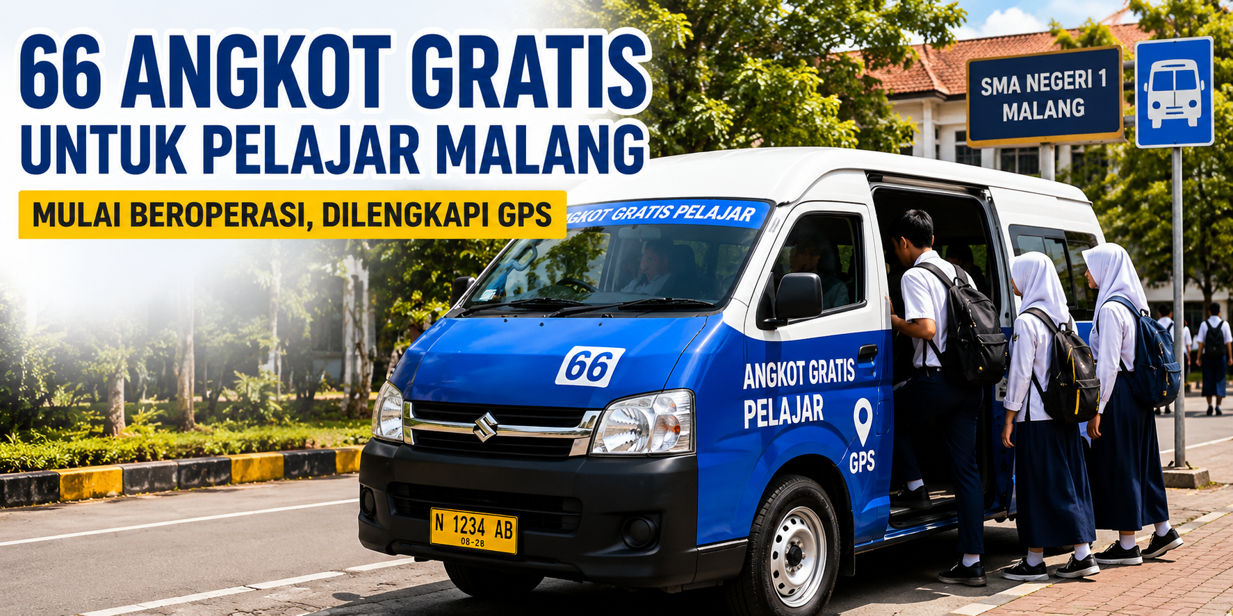 66 Angkot Gratis untuk Pelajar Malang Mulai Beroperasi, Dilengkapi GPS