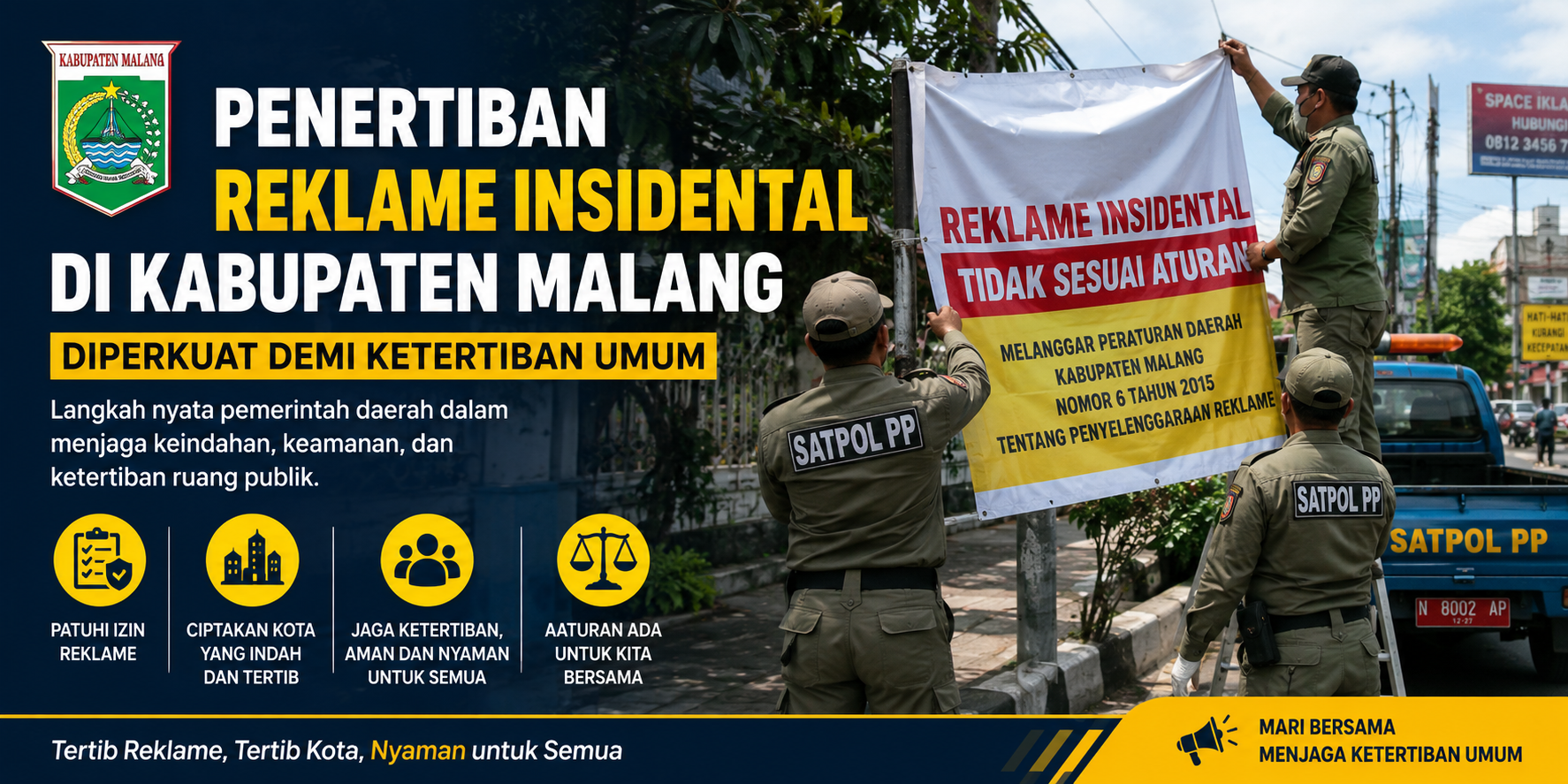 Penertiban Reklame Insidental di Kabupaten Malang Diperkuat Demi Ketertiban Umum