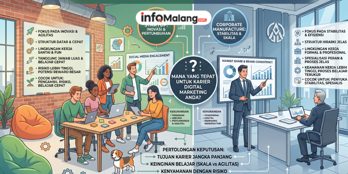 Startup vs Corporate Manufacture: Mana yang Tepat untuk Karier Digital Marketing?