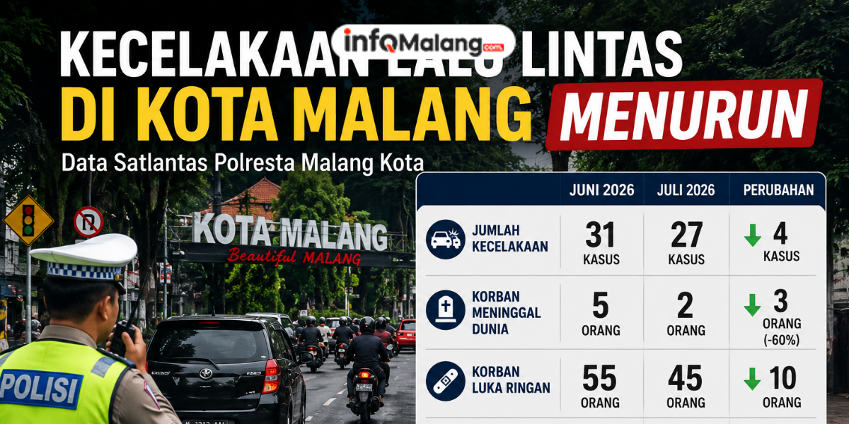 Kecelakaan Lalu Lintas di Kota Malang Turun, Kasus Juli 2026 Berkurang