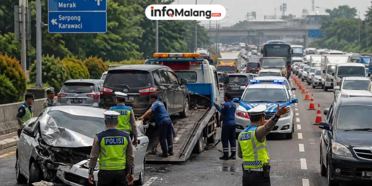 Kecelakaan Lalu Lintas di Jalan Raya Sebabkan Kemacetan Panjang, Polisi Lakukan Evakuasi