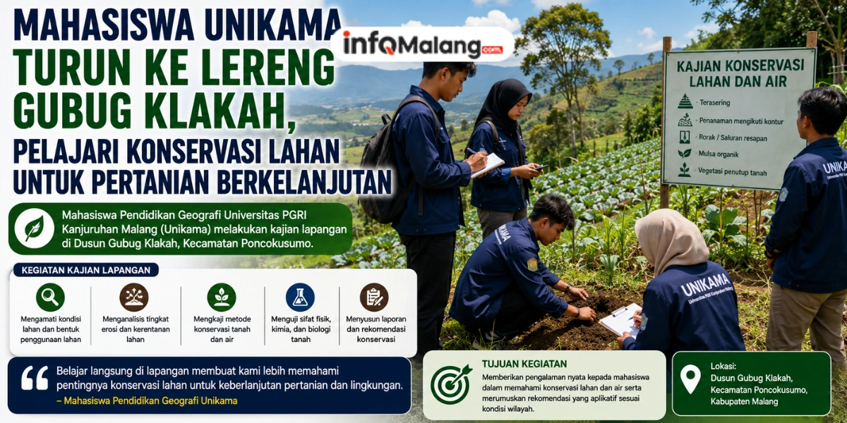Mahasiswa Unikama Turun ke Lereng Gubug Klakah, Pelajari Konservasi Lahan