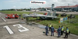Pesawat Sukhoi TNI AU Tergelincir di Runway 13 Bandara Sultan Hasanuddin