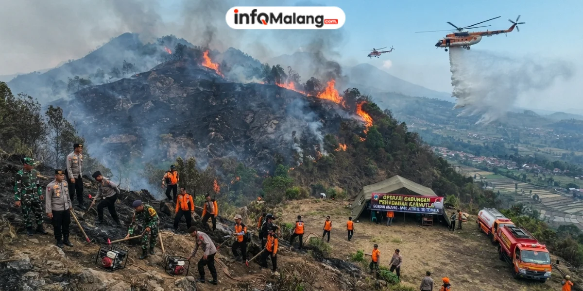 Gunung Arjuno Kembali Terbakar, Ini 3 Upaya BPBD Jatim Padamkan Api