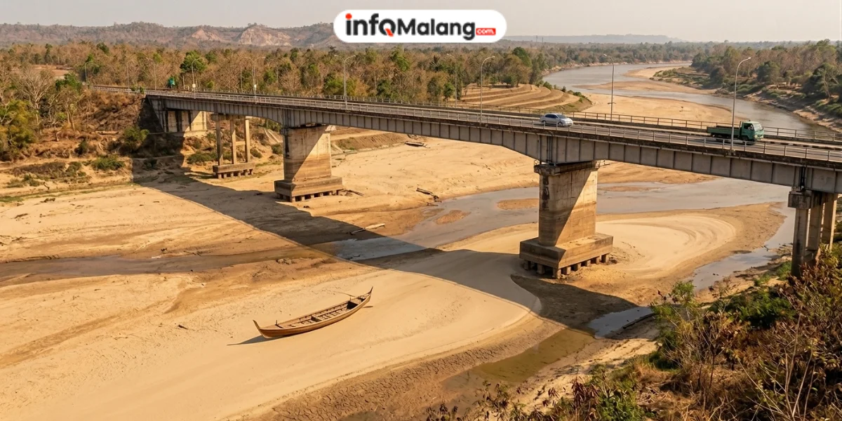 Sungai Barito Surut, Bawah Jembatan Kalahien Berubah Jadi Hamparan Pasir