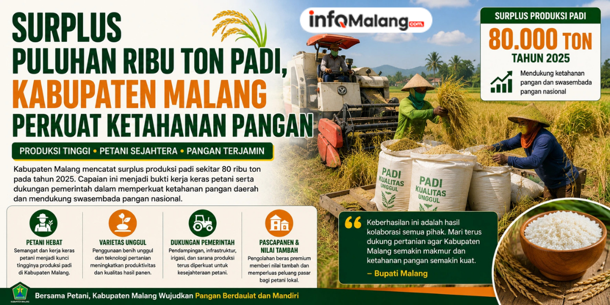Kabupaten Malang Catat Surplus 80 Ribu Ton Padi, Perkuat Ketahanan Pangan