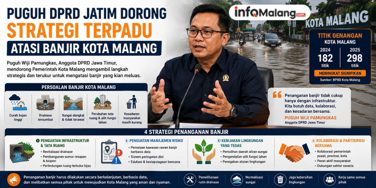Puguh DPRD Jatim Dorong Strategi Terpadu Atasi Banjir Kota Malang