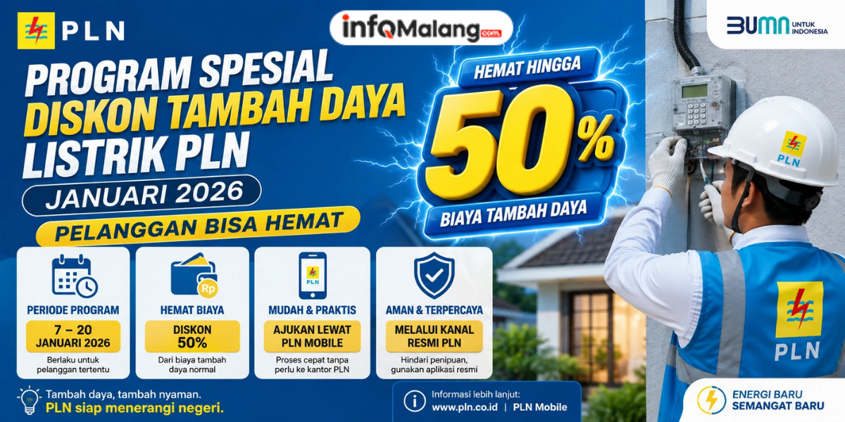 Program Spesial Diskon Tambah Daya Listrik PLN Januari 2026, Pelanggan Bisa Hemat 50 Persen