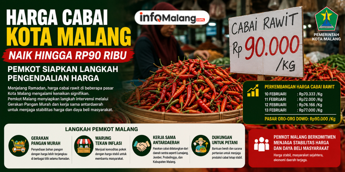 Harga Cabai Kota Malang Naik hingga Rp90 Ribu, Pemkot Siapkan Langkah Pengendalian Harga