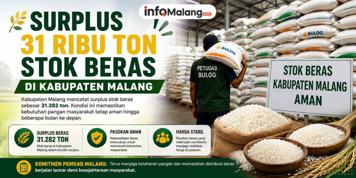 Stok Beras Kabupaten Malang Surplus 31 Ribu Ton, Kebutuhan Ramadan Aman