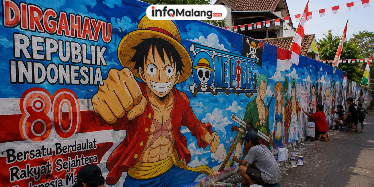 Mural One Piece Hiasi Blimbing Malang, Kreativitas Warga Sambut HUT RI