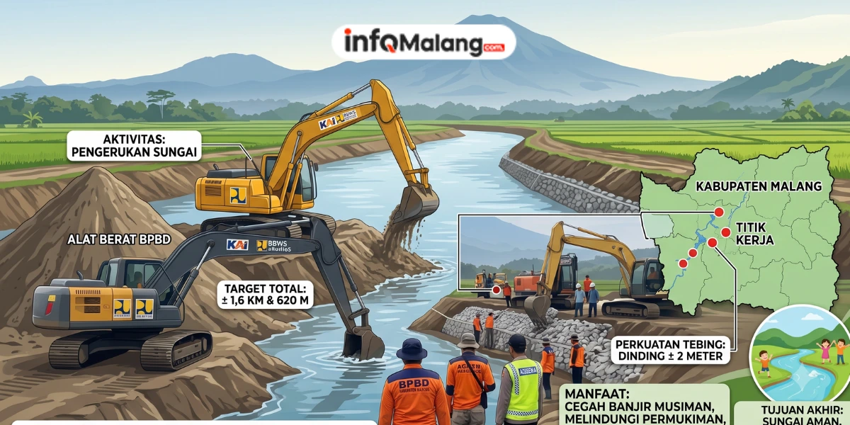 Cegah Banjir Luapan, BPBD Prioritaskan Normalisasi Tiga Titik Sungai di Kabupaten Malang