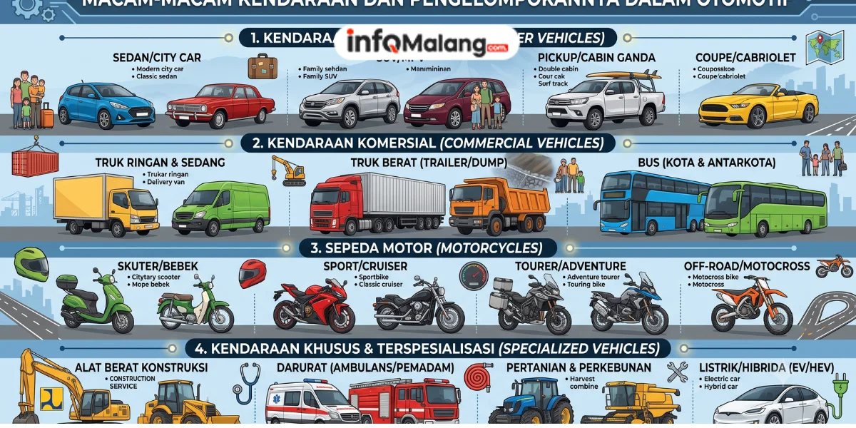 Macam-Macam Kendaraan dan Pengelompokannya dalam Otomotif