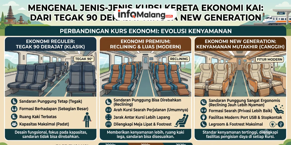 Mengenal Jenis-Jenis Kursi Kereta Ekonomi KAI, Tegak 90 Derajat hingga New Generation