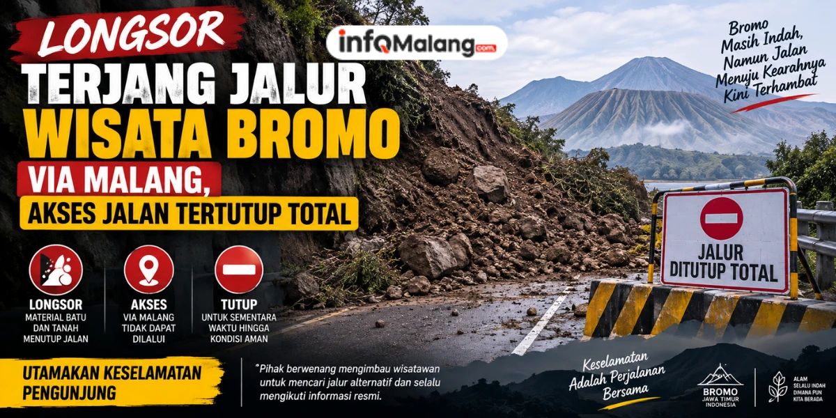 Longsor Terjang Jalur Wisata Bromo via Malang, Akses Jalan Tertutup Total