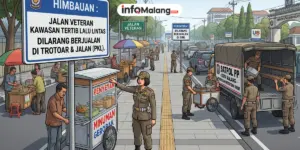 Jaga Ketertiban Kota, Pemkot Malang Penataan Parkir Liar dan PKL di Sejumlah Titik