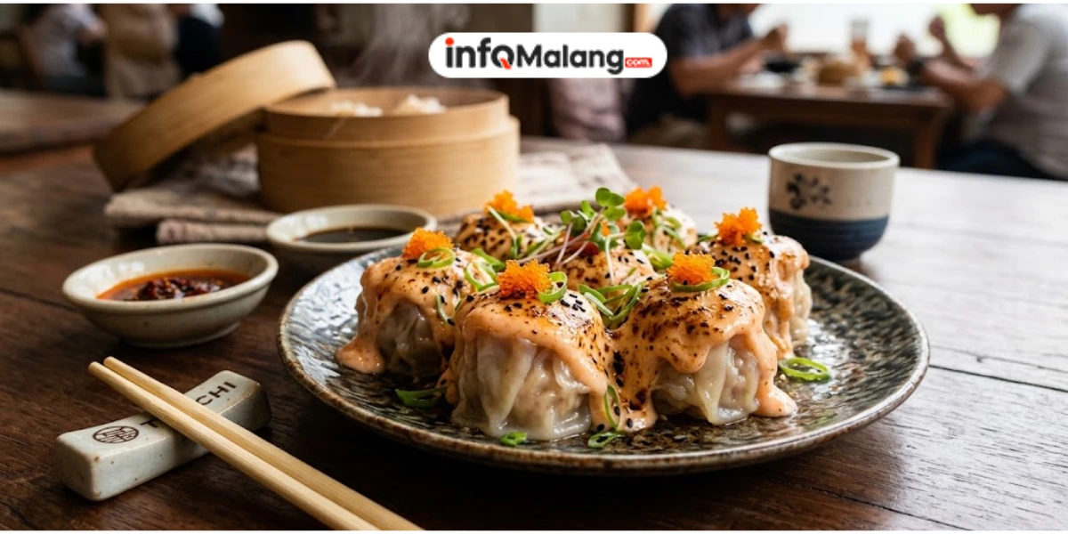 Dimsum Mentai Tachi, Perpaduan Dimsum Gurih dengan Saus Mentai yang Menggoda
