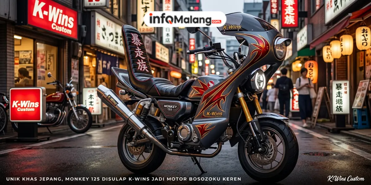 Unik Khas Jepang, Monkey 125 Disulap K-Wins Jadi Motor Bosozoku